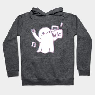 Cute Ghost Dancing With Boombox Radio Hoodie